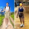 imageWomens Hiking Biker Shorts 9 Inch Cargo High Waisted Bike Running Athletic Workout Gym Travel Shorts with Zip PocketsKhaki