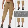imageWomens Hiking Cargo Capris Comfy Loose with 6 Pockets Lightweight Travel Casual Pants Women Summer 202502khaki
