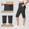 imageWomens Long Shorts 15quot Below The Knee Capri Hiking Shorts Quick Dry Lightweight Outdoor Casual Crop Pants CargoBlack