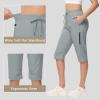 imageWomens Long Shorts 15quot Below The Knee Capri Hiking Shorts Quick Dry Lightweight Outdoor Casual Crop Pants CargoLight Grey