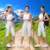 imageWomens Long Shorts 15quot Below The Knee Capri Hiking Shorts Quick Dry Lightweight Outdoor Casual Crop Pants CargoWhite