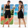 imageWomens Swim Bra Bikini Tops for Under Swim Shirt Sports Swimsuit Top Modest High Neck Removable Padded Quick Dry UPF5001black