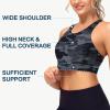 imageWomens Swim Bra Bikini Tops for Under Swim Shirt Sports Swimsuit Top Modest High Neck Removable Padded Quick Dry UPF50Camouflage Gray