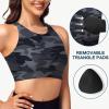 imageWomens Swim Bra Bikini Tops for Under Swim Shirt Sports Swimsuit Top Modest High Neck Removable Padded Quick Dry UPF50Camouflage Gray