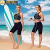 imageWomens Swim Bra Bikini Tops for Under Swim Shirt Sports Swimsuit Top Modest High Neck Removable Padded Quick Dry UPF50Camouflage Gray