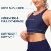 imageWomens Swim Bra Bikini Tops for Under Swim Shirt Sports Swimsuit Top Modest High Neck Removable Padded Quick Dry UPF50Dark Blue