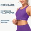 imageWomens Swim Bra Bikini Tops for Under Swim Shirt Sports Swimsuit Top Modest High Neck Removable Padded Quick Dry UPF50Dark Purple