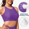 imageWomens Swim Bra Bikini Tops for Under Swim Shirt Sports Swimsuit Top Modest High Neck Removable Padded Quick Dry UPF50Dark Purple