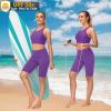 imageWomens Swim Bra Bikini Tops for Under Swim Shirt Sports Swimsuit Top Modest High Neck Removable Padded Quick Dry UPF50Dark Purple