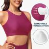 imageWomens Swim Bra Bikini Tops for Under Swim Shirt Sports Swimsuit Top Modest High Neck Removable Padded Quick Dry UPF50Fuchsia