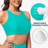 imageWomens Swim Bra Bikini Tops for Under Swim Shirt Sports Swimsuit Top Modest High Neck Removable Padded Quick Dry UPF50Lake Green