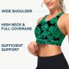 imageWomens Swim Bra Bikini Tops for Under Swim Shirt Sports Swimsuit Top Modest High Neck Removable Padded Quick Dry UPF50Leaf