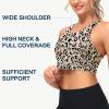 imageWomens Swim Bra Bikini Tops for Under Swim Shirt Sports Swimsuit Top Modest High Neck Removable Padded Quick Dry UPF50Leopard