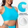 imageWomens Swim Bra Bikini Tops for Under Swim Shirt Sports Swimsuit Top Modest High Neck Removable Padded Quick Dry UPF50Light Blue