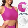 imageWomens Swim Bra Bikini Tops for Under Swim Shirt Sports Swimsuit Top Modest High Neck Removable Padded Quick Dry UPF50Pink