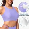 imageWomens Swim Bra Bikini Tops for Under Swim Shirt Sports Swimsuit Top Modest High Neck Removable Padded Quick Dry UPF50Purple