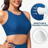 imageWomens Swim Bra Bikini Tops for Under Swim Shirt Sports Swimsuit Top Modest High Neck Removable Padded Quick Dry UPF50Royal Blue