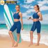 imageWomens Swim Bra Bikini Tops for Under Swim Shirt Sports Swimsuit Top Modest High Neck Removable Padded Quick Dry UPF50Royal Blue