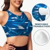 imageWomens Swim Bra Bikini Tops for Under Swim Shirt Sports Swimsuit Top Modest High Neck Removable Padded Quick Dry UPF50Spray