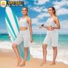 imageWomens Swim Bra Bikini Tops for Under Swim Shirt Sports Swimsuit Top Modest High Neck Removable Padded Quick Dry UPF50White