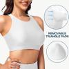 imageWomens Swim Bra Bikini Tops for Under Swim Shirt Sports Swimsuit Top Modest High Neck Removable Padded Quick Dry UPF50White