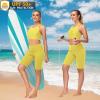 imageWomens Swim Bra Bikini Tops for Under Swim Shirt Sports Swimsuit Top Modest High Neck Removable Padded Quick Dry UPF50Yellow