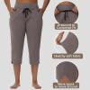 imageWomens Swim Capris Long Shorts Quick Dry UPF 50 Lightweight 2025 Swimming Pants with Zipper PocketsBrown