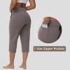 imageWomens Swim Capris Long Shorts Quick Dry UPF 50 Lightweight 2025 Swimming Pants with Zipper PocketsBrown