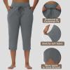 imageWomens Swim Capris Long Shorts Quick Dry UPF 50 Lightweight 2025 Swimming Pants with Zipper PocketsDark Gray
