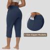imageWomens Swim Capris Long Shorts Quick Dry UPF 50 Lightweight 2025 Swimming Pants with Zipper PocketsNavy Blue