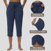 imageWomens Swim Capris Long Shorts Quick Dry UPF 50 Lightweight 2025 Swimming Pants with Zipper PocketsNavy Blue