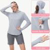 imageWomens UPF 50 Hoodie Shirt Long Sleeve Hiking Running Outdoor Fishing UV Lightweight Sun Protection Shirts Zip PocketGrey
