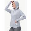 imageWomens UPF 50 Hoodie Shirt Long Sleeve Hiking Running Outdoor Fishing UV Lightweight Sun Protection Shirts Zip PocketGrey