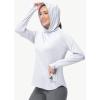 imageWomens UPF 50 Hoodie Shirt Long Sleeve Hiking Running Outdoor Fishing UV Lightweight Sun Protection Shirts Zip PocketWhite