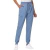 imageHigh Waisted Jogger Style Scrub Pants for Women  8 Pockets Medical Bottoms Tapered Yoga Waistband Ribbed Ankle CuffsCeil