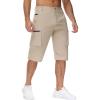 imageMens 15quot Long Shorts Below Knee Capri Hiking Casual Cargo Short Zippers Pockets Quick Dry Lightweight Water ResistantKhaki