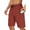 imageMens 9quot Swim Trunks No Liner  Quick Dry Long Board Shorts Bathing Suit Surf Beach Shorts with Zipper Pockets UPF50Dark Red