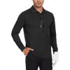 imageMens Long Sleeve Golf Polo Shirts Casual Athletic Performance Dress Work Collar Shirts Lightweight Quick Dry UPF50Black