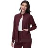 imageScrub Jackets for Woman  4 Pockets with 2 zips Lightweight Ultra Soft 4Way Stretch Zip Front Nurse JacketWine