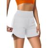imageWomens 5quot Swim Shorts Tummy Control Quick Dry Swimsuit Bottom High Waist Loose Fitting with Zipper Pocket Liner UPF50White