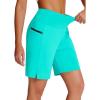 imageWomens 7quot Long Swim Board Shorts  High Waisted Quick Dry Beach Swimming Swimsuit Bottom with Liner Zip Pockets UPF5004lake Grenn