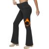 imageWomens Fleece Lined Pants Winter Warm Leggings Water Resistant Flare Bootcut Hiking Thermal Outdoor Cargo PocketsBlack