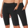 imageWomens High Waisted Long Swim Shorts  57912quot Tummy Control Swim Board Capris Bottoms Swimwear with Liner100black2 Pack
