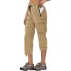 imageWomens Hiking Cargo Capris Comfy Loose with 6 Pockets Lightweight Travel Casual Pants Women Summer 202502khaki