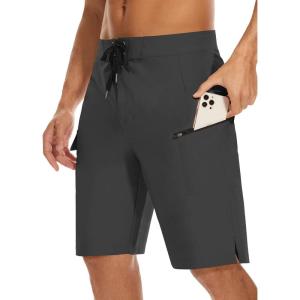 image22quot Mens Board Shorts Swimwear No Mesh Lining  Long Swim Trunks Surf Shorts Bathing Suit with Zipper Pocket UPF5001black