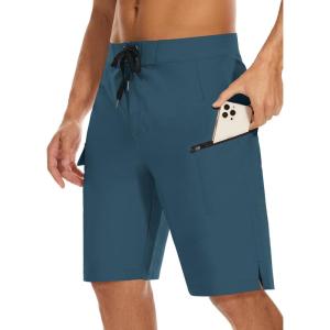 image22quot Mens Board Shorts Swimwear No Mesh Lining  Long Swim Trunks Surf Shorts Bathing Suit with Zipper Pocket UPF5004navy