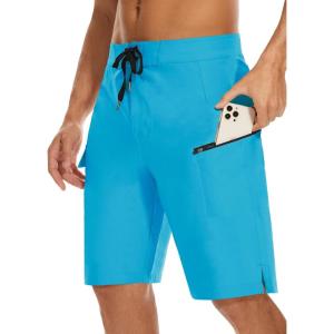 image22quot Mens Board Shorts Swimwear No Mesh Lining  Long Swim Trunks Surf Shorts Bathing Suit with Zipper Pocket UPF5005blue