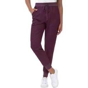 imageHigh Waisted Jogger Style Scrub Pants for Women  8 Pockets Medical Bottoms Tapered Yoga Waistband Ribbed Ankle CuffsGrape Purple