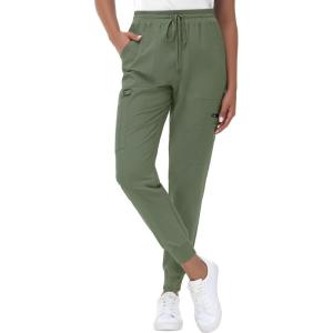 imageHigh Waisted Jogger Style Scrub Pants for Women  8 Pockets Medical Bottoms Tapered Yoga Waistband Ribbed Ankle CuffsOlive
