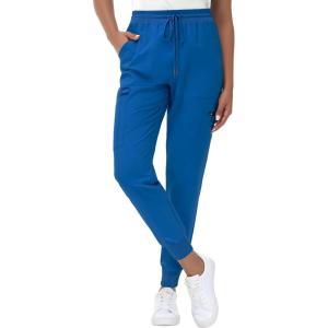 imageHigh Waisted Jogger Style Scrub Pants for Women  8 Pockets Medical Bottoms Tapered Yoga Waistband Ribbed Ankle CuffsRoyal